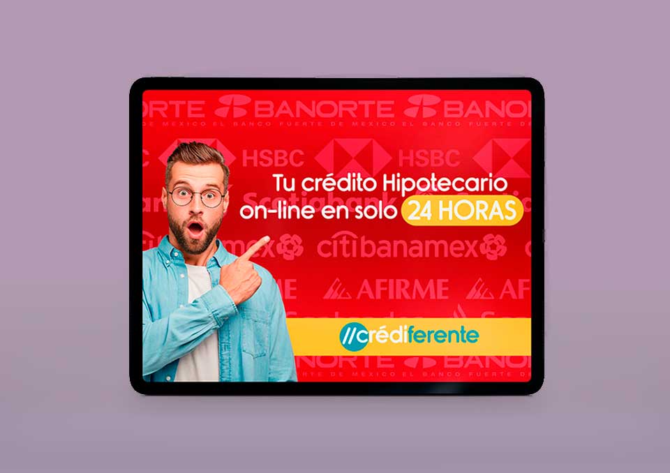 Ipad con imagen promocional Crédiferente